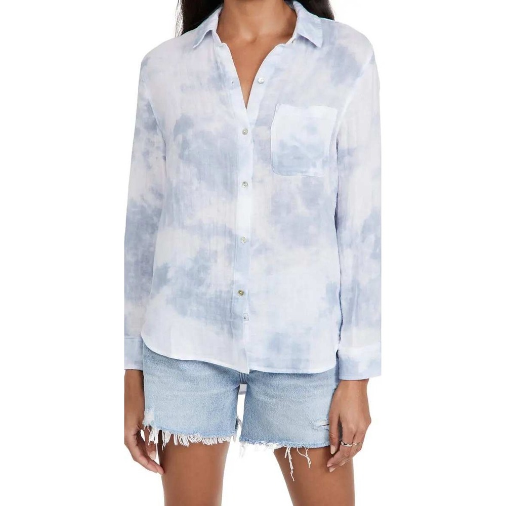 Rails Ellis Cascade Tie Dye Button Up Shirt 100% Cotton Blue White X Small